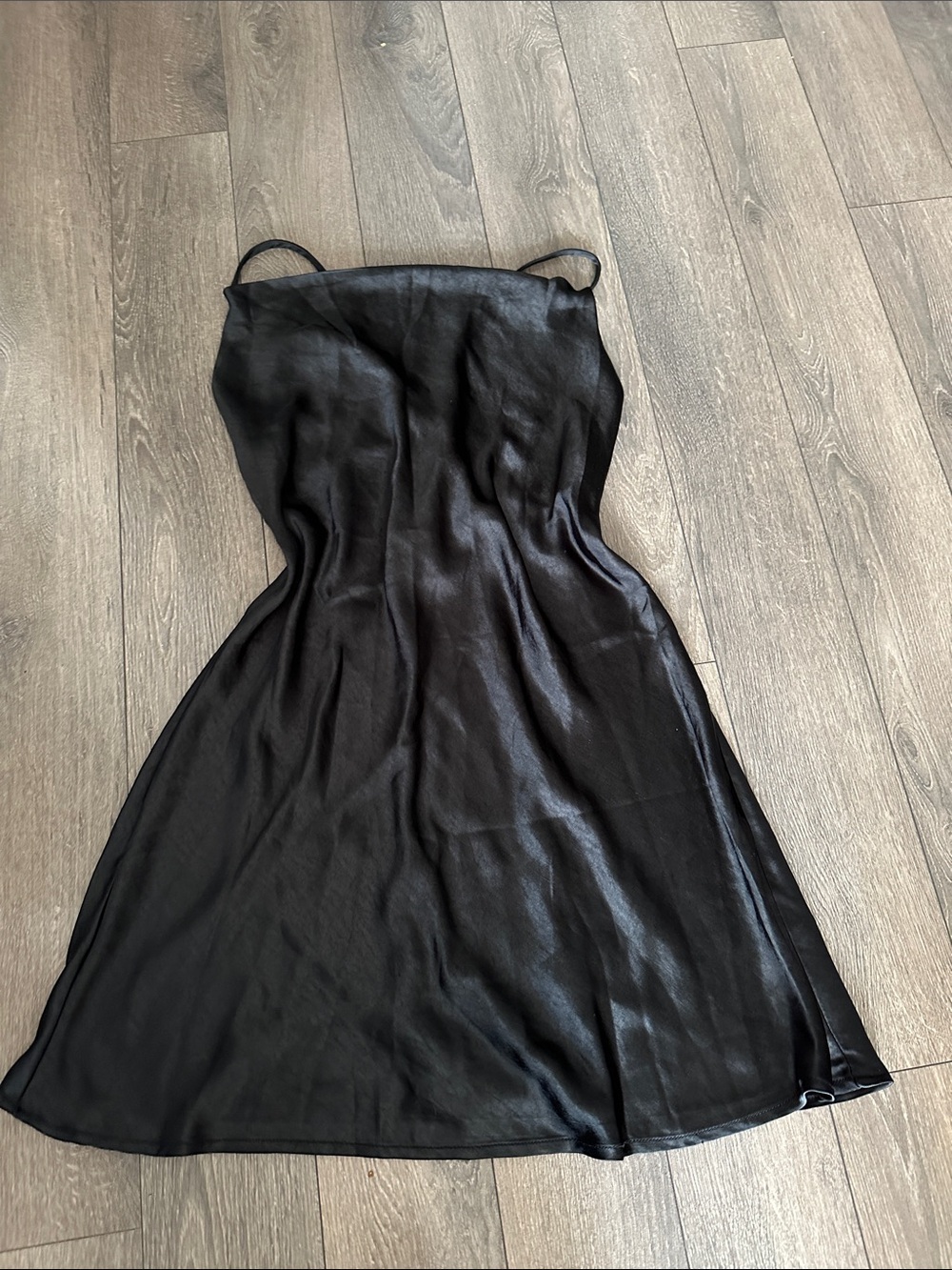OAK + FORT Black Satin Slip Dress